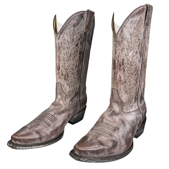Tri Star Men’s Apache Brown White Distressed Cowboy Boots Size US 9 EE - Picture 6 of 11